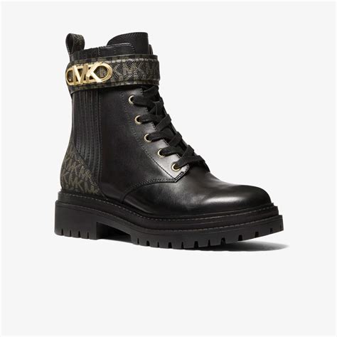 michael kors black booties with gold zipper